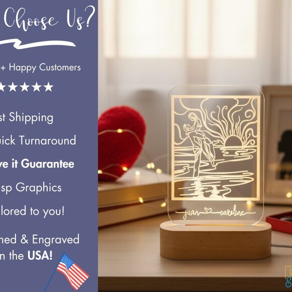 Custom Glowing Art Light | Romantic Couple Gift | Anniversary & Wedding Gift - Picture 4 of 8